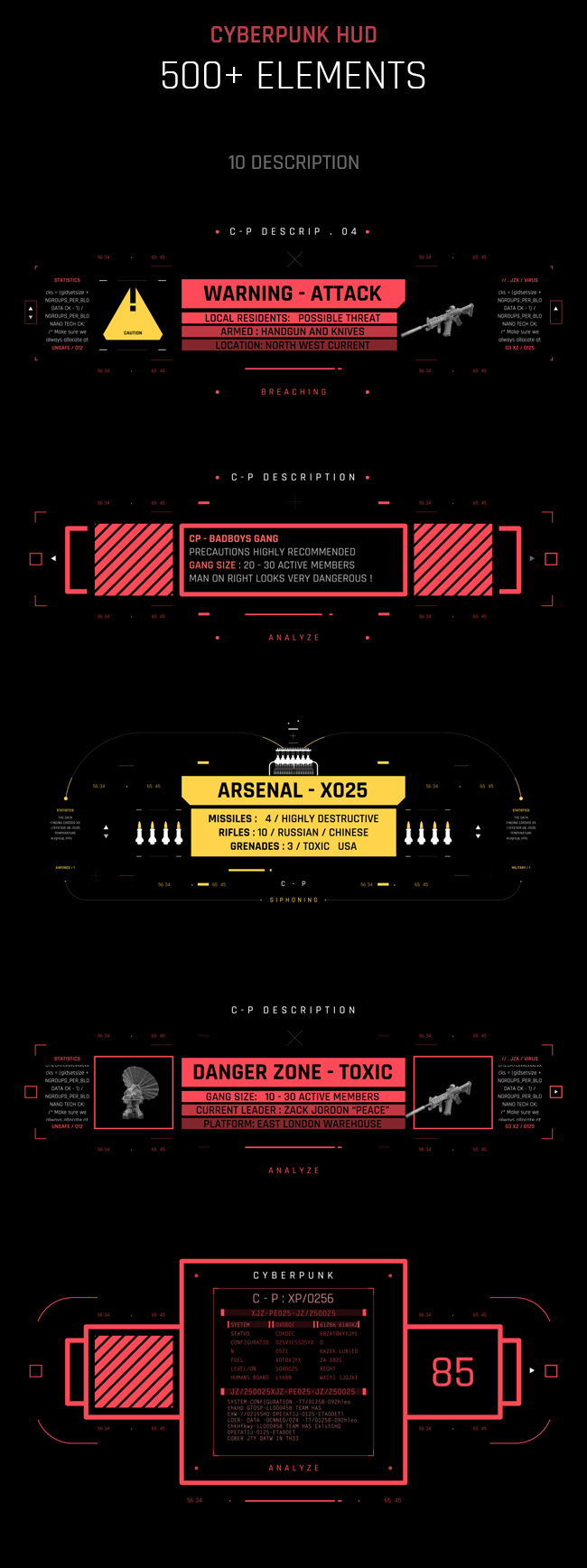 Cyberpunk hud elements for фото 18