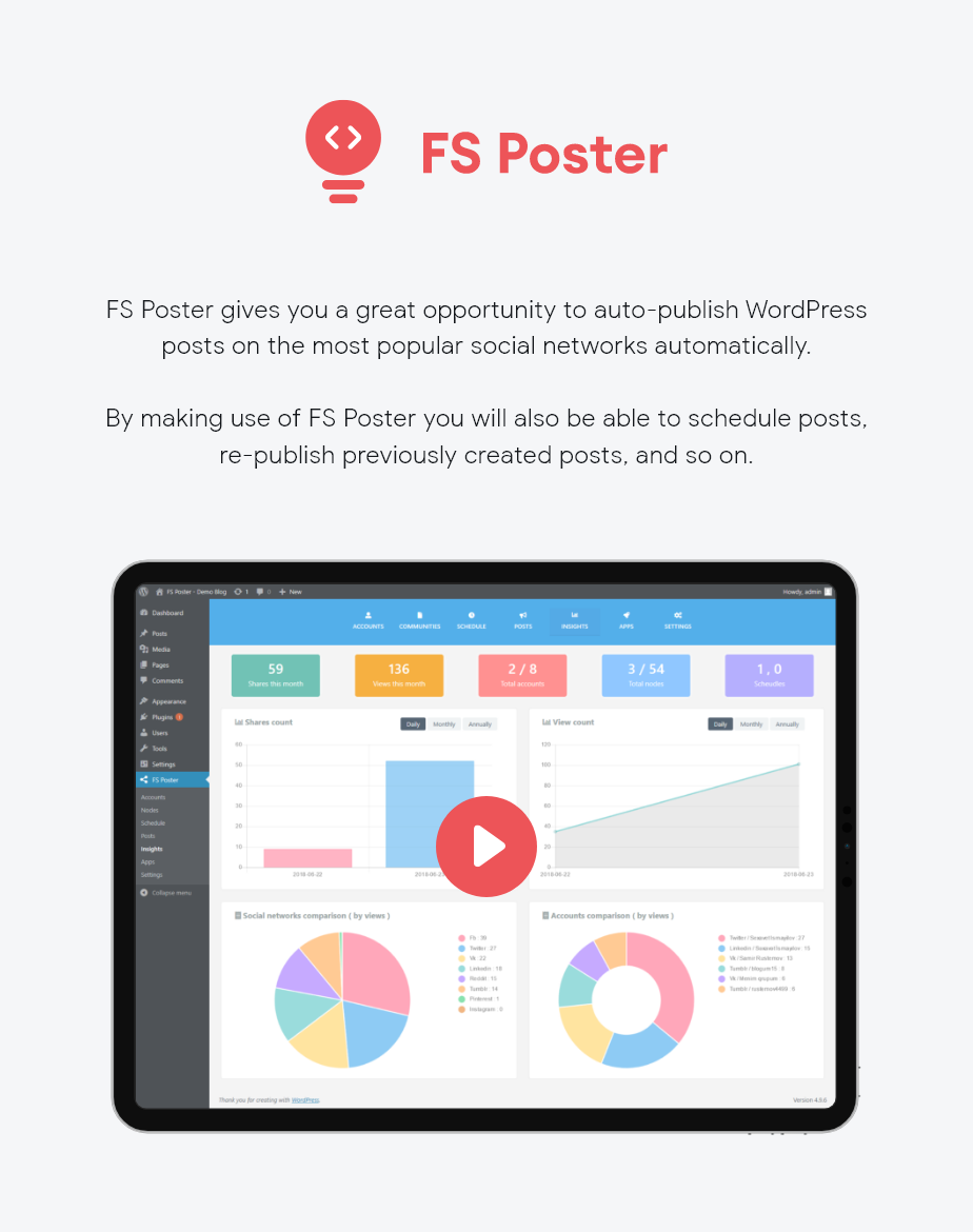 FS Poster - WordPress Social media Auto Poster & Scheduler [Facebook, Instagram, Twitter, Pinterest] - 1