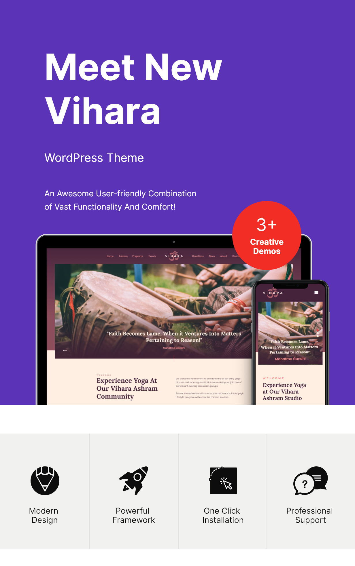 Vihara | Thème WordPress du temple bouddhiste oriental de l'Ashram + RTL - 1