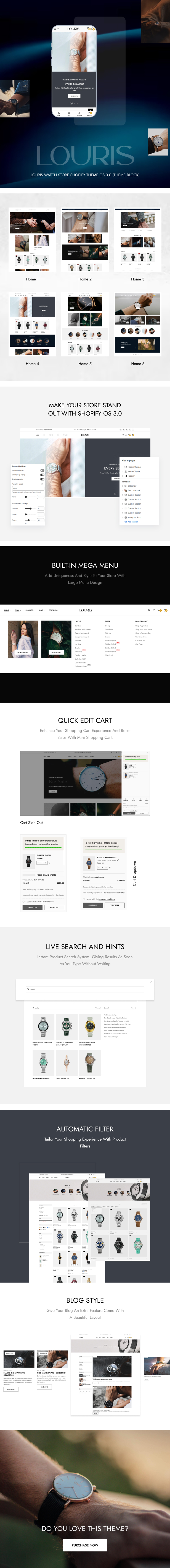 Louris Watch Store Shopify Theme OS 3.0 Preview