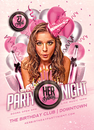Design Cloud: Her Birthday Party Flyer Template