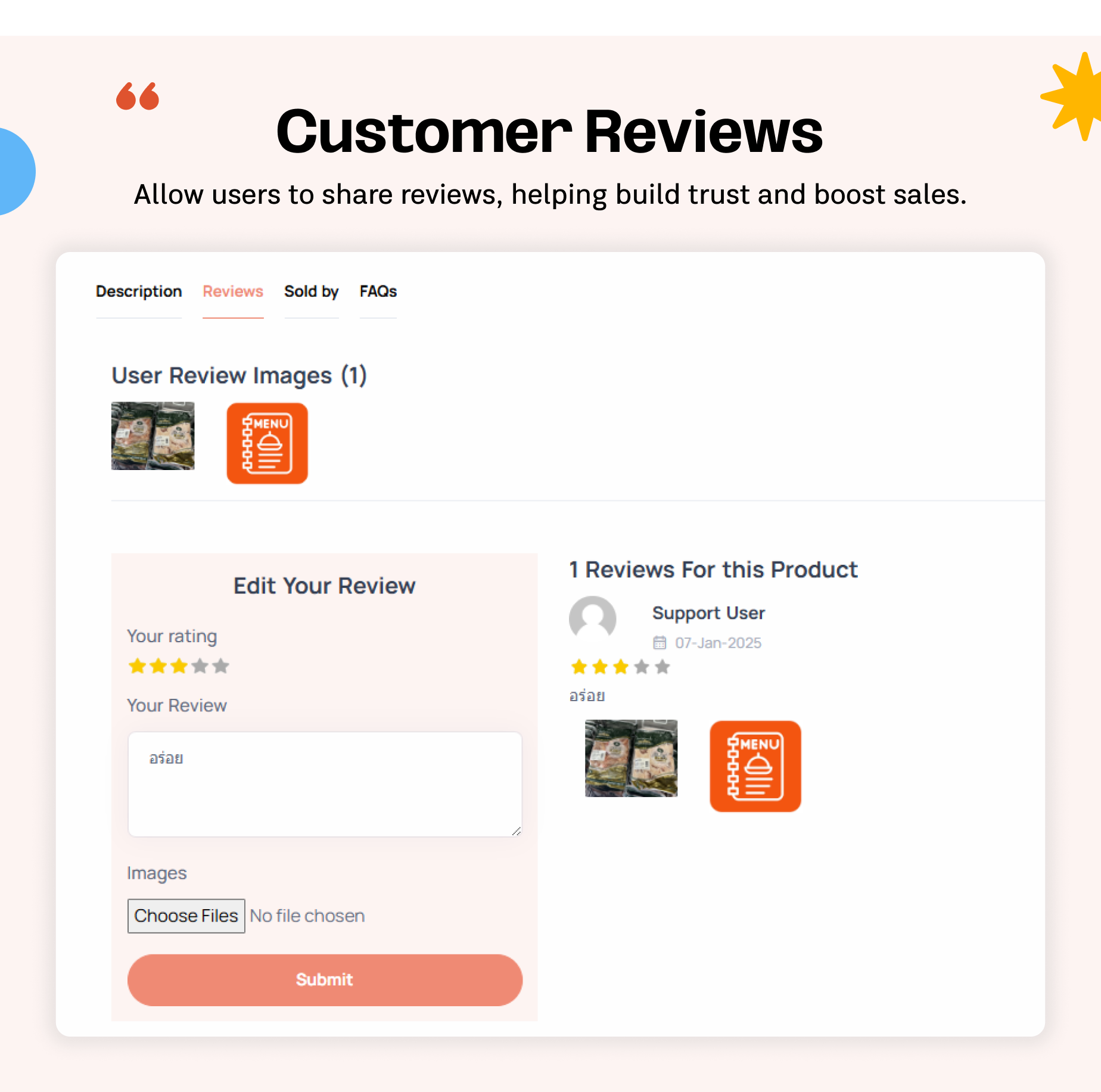 Customer Review System - eShop website for Multi vendor ecommerce marketplace / CMS