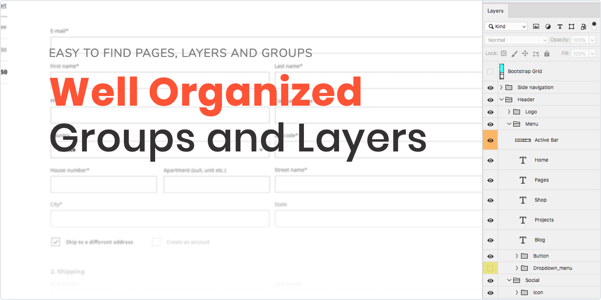 Easy to find pages, layers, and groups