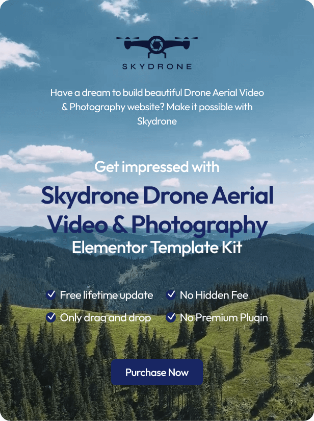 Skydrone - Drone Aerial Video & Photography Elementor Template Kit - 1