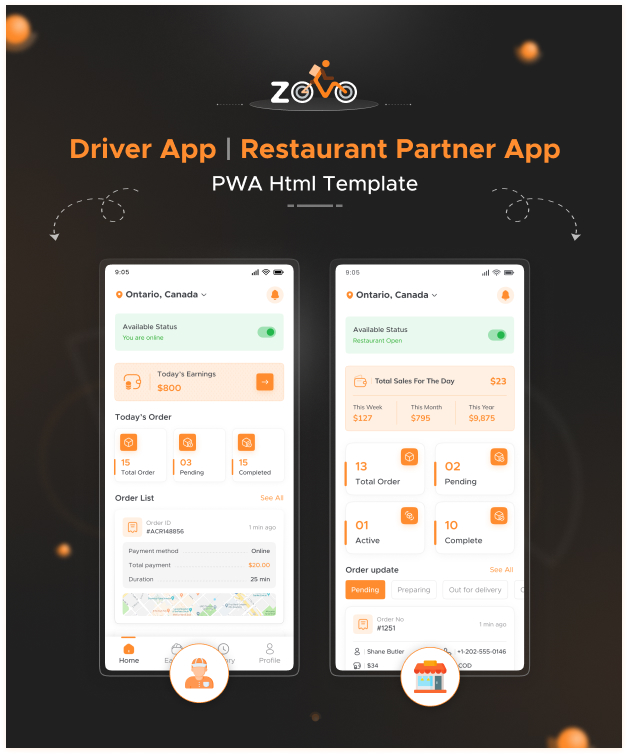 Zomo - Online Organic Food Delivery & Grocery Market Mobile PWA Template