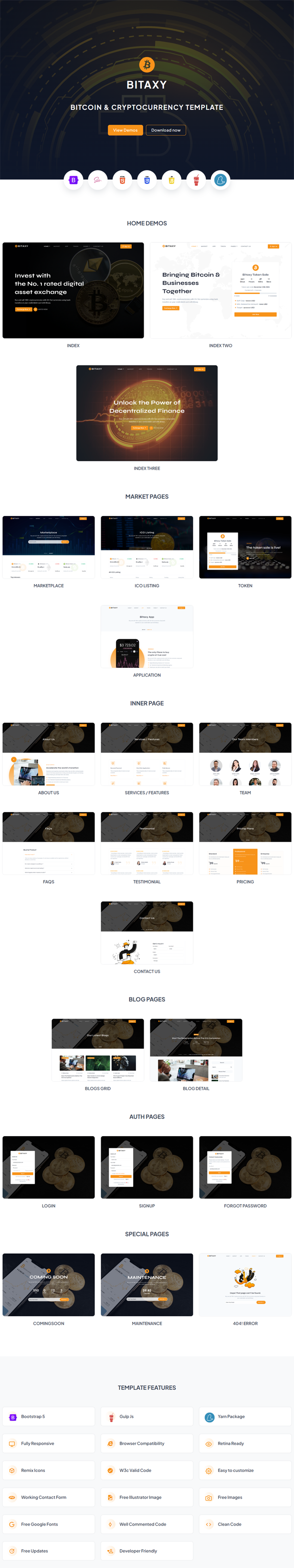 Bitaxy - Bitcoin & Crypto Currency HTML5 Template - 1