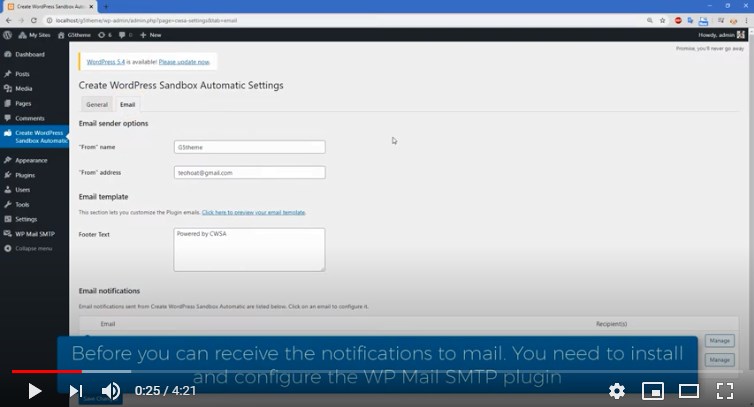 How to config the Email to send email
