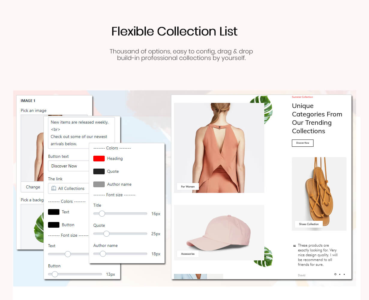Flexible collection list section