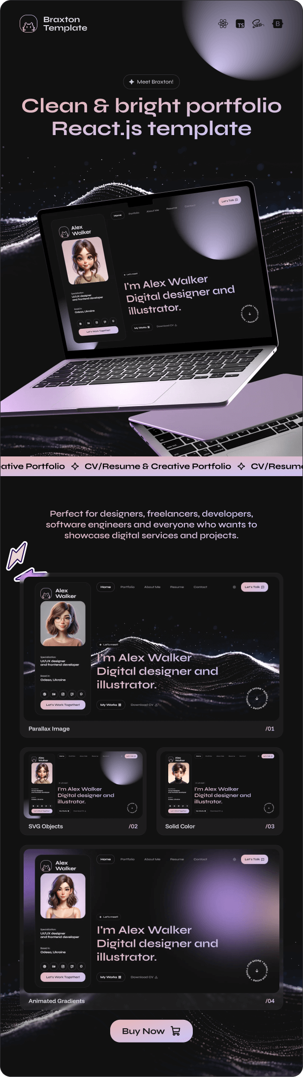Braxton - Personal Portfolio & Resume React.js Template