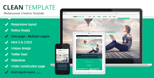   Clean Responsive Retina Ready Template   
