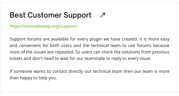 Customer Suppport For InnvoativeWP