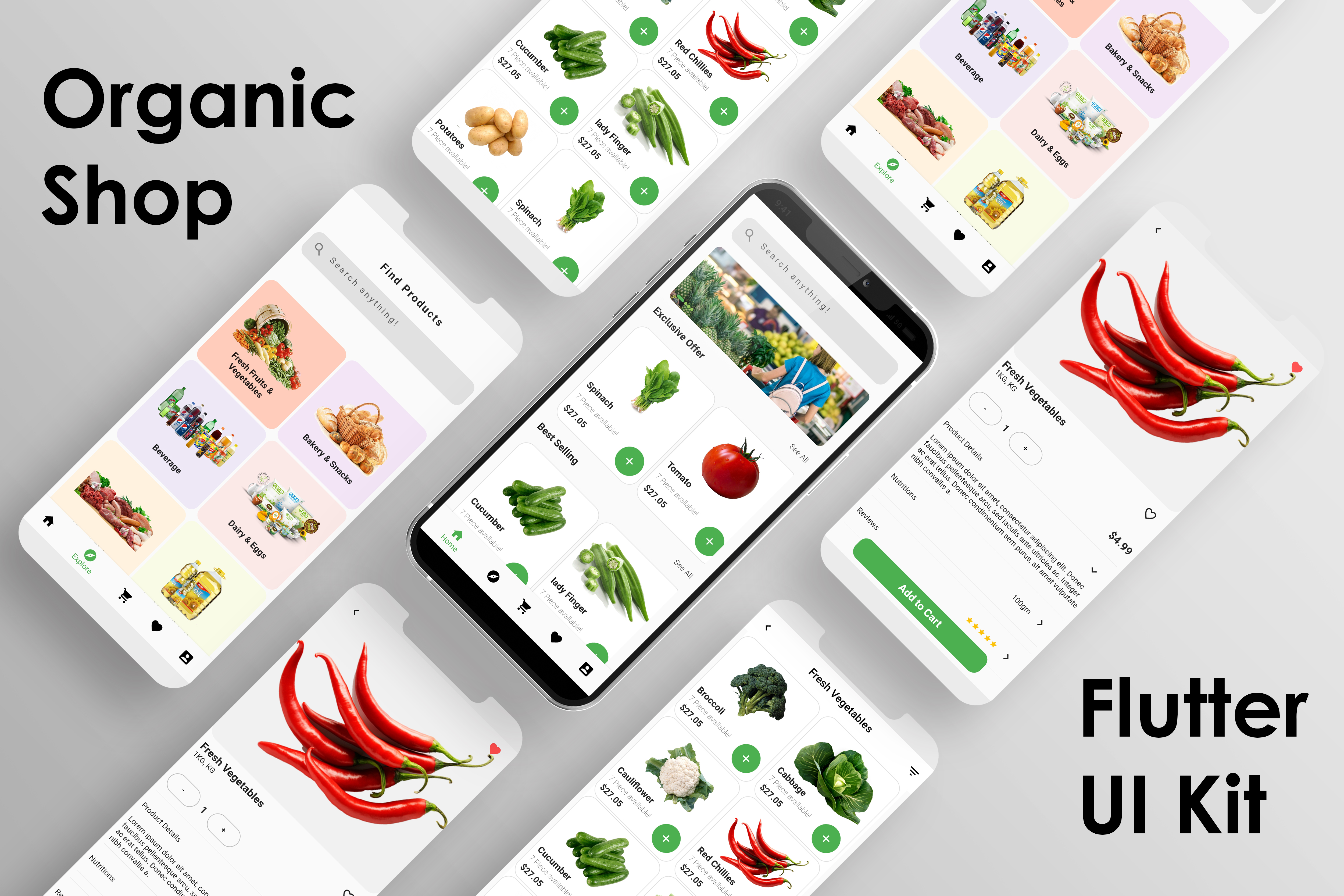 Flutter eCommerce UI Kit for Organic Grocery Shop