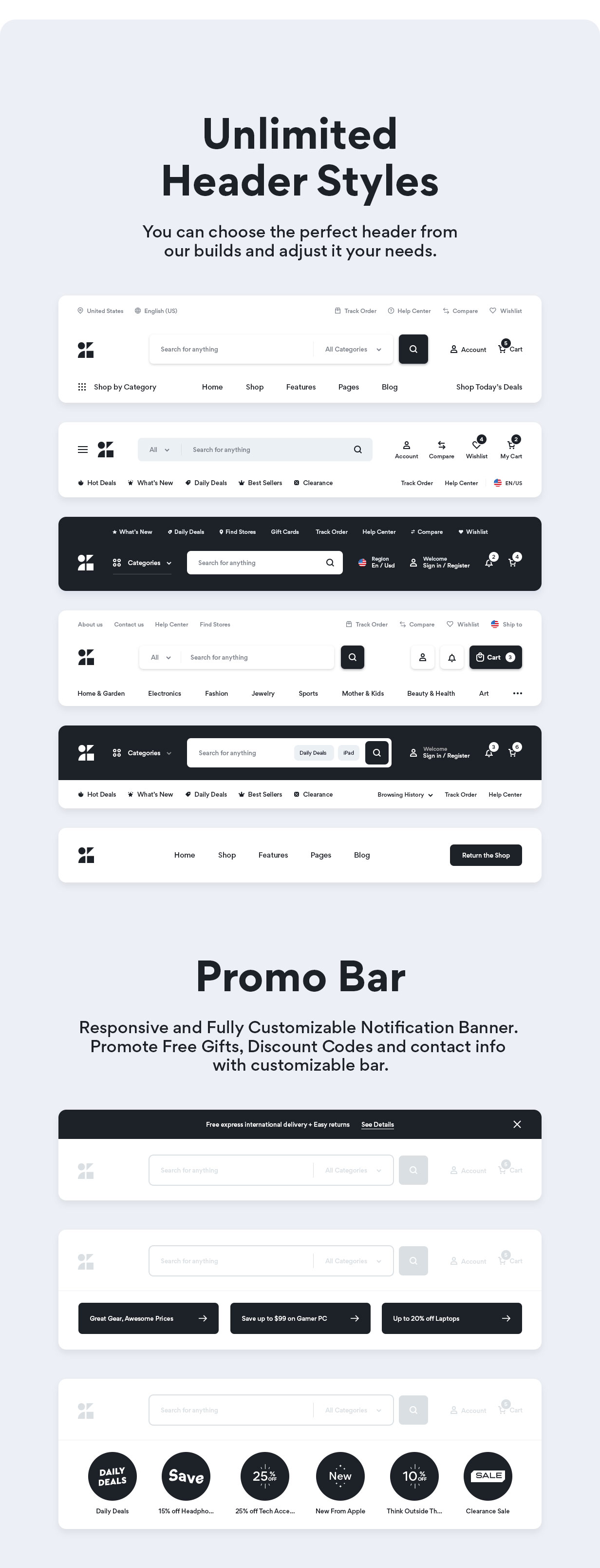 Motta WooCommerce theme - Unlimited header styles