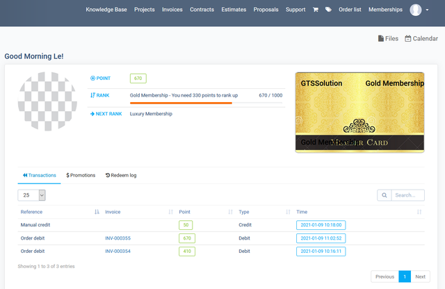 Customer Loyalty & Memberships for Perfex CRM