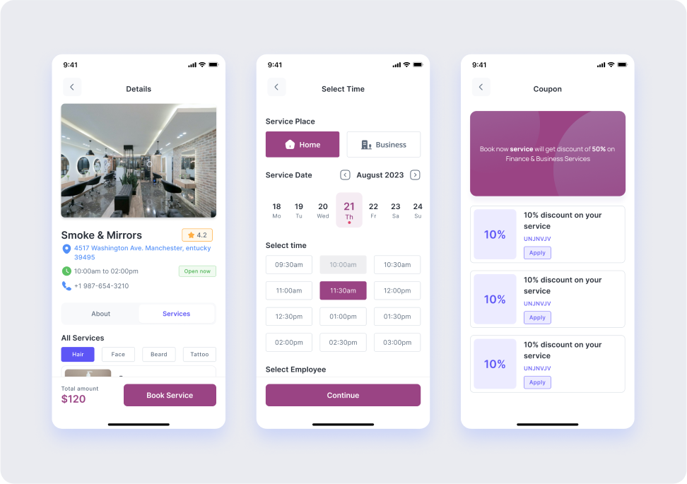 Customer App User App for Multi Business Appointment Booking SaaS ...