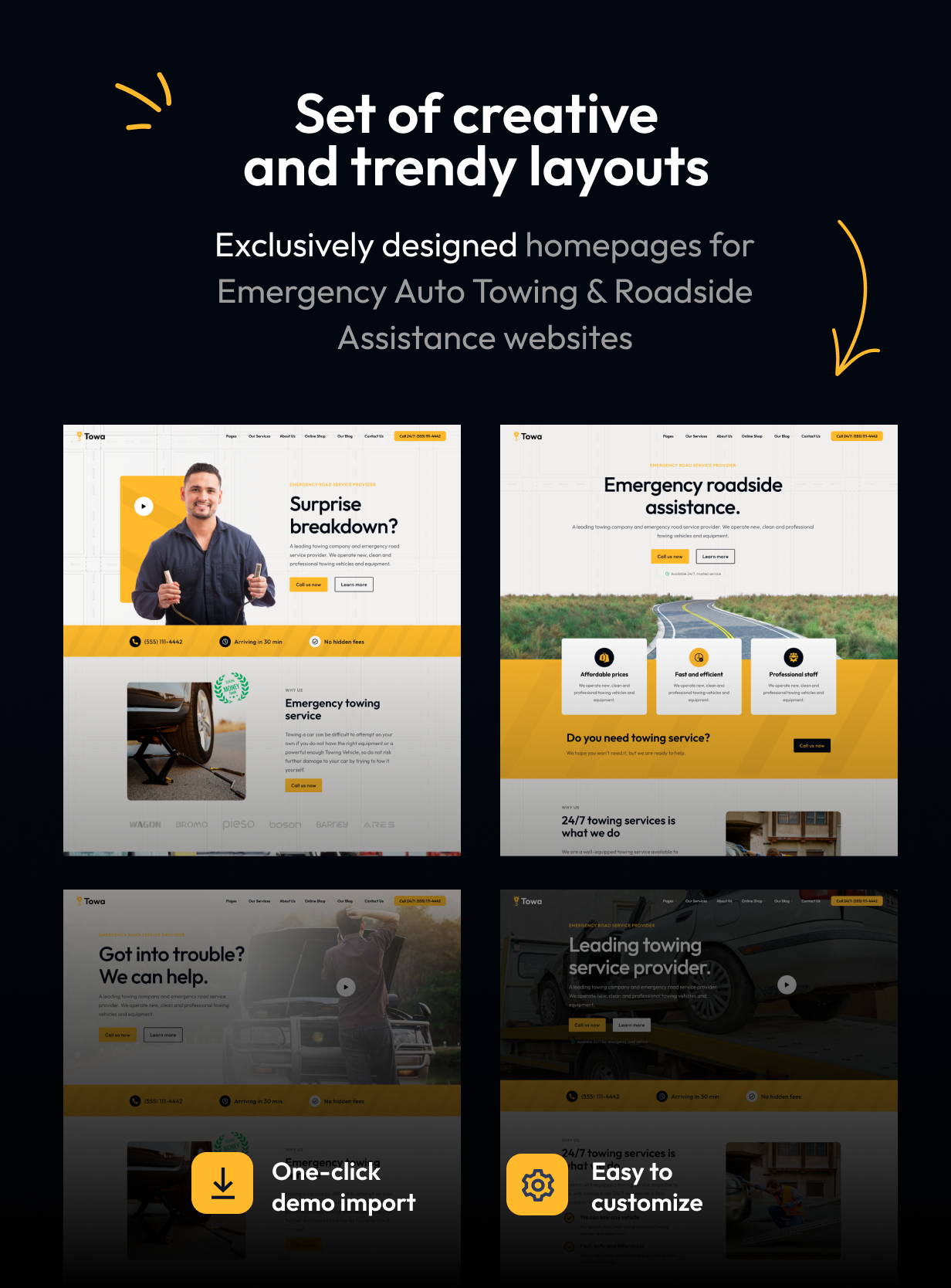 Towa - Emergency Auto Towing & Roadside Assistance Service WordPress Theme