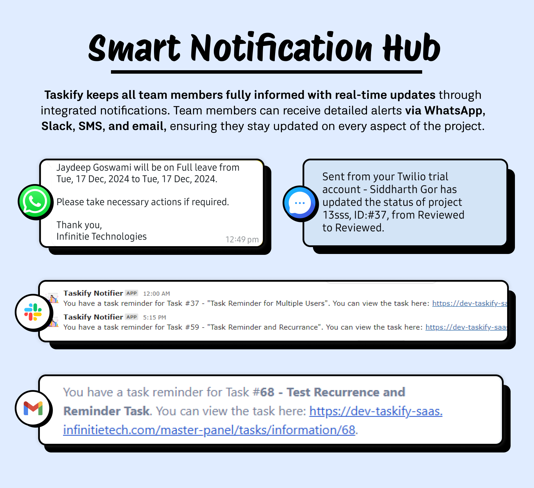 Smart All in one Notification hub | Taskify - Project Management, Task Management, CRM & Productivity System