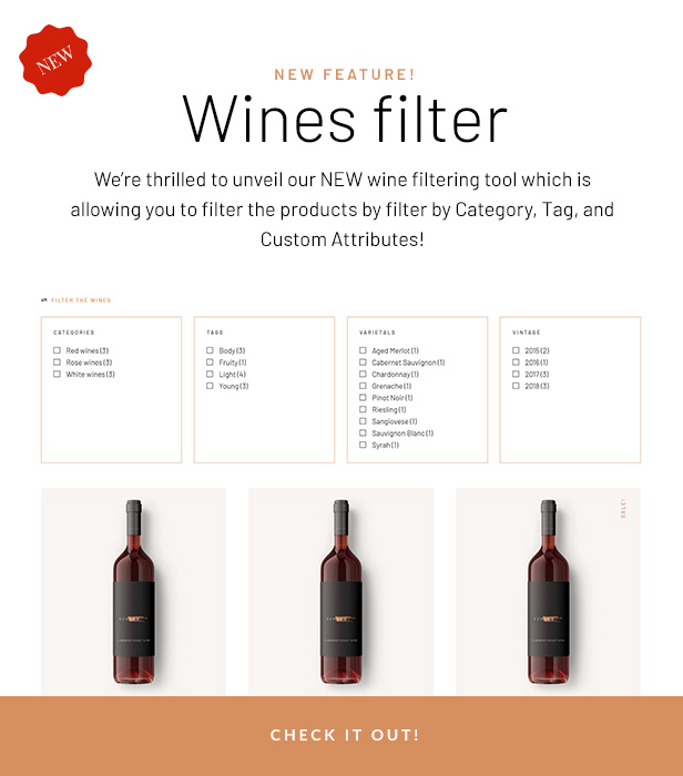 Vinart - Wines filter functionality