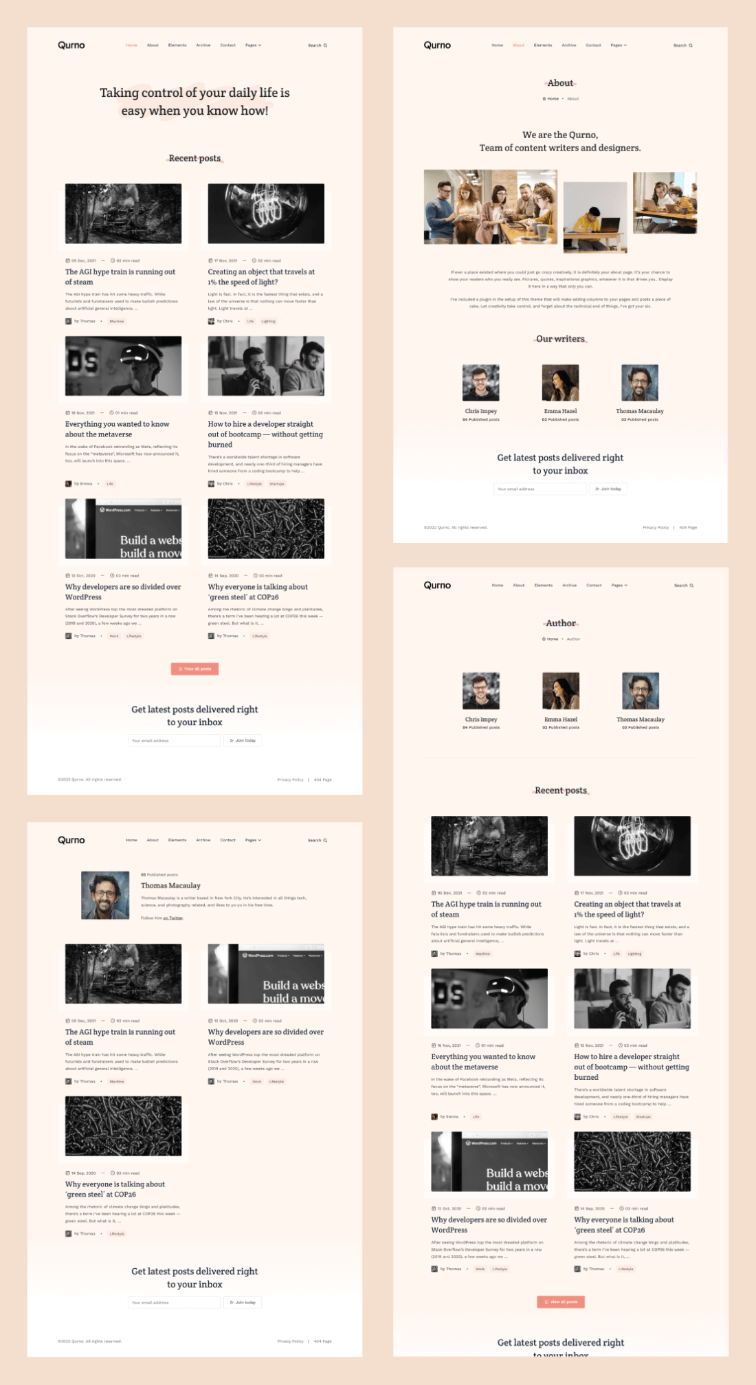 Qurno - Minimal Blog Template by Platol | ThemeForest