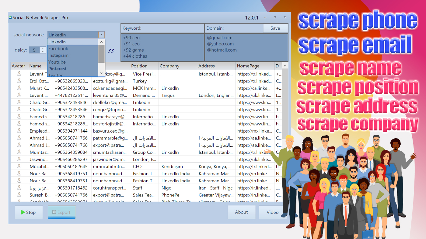 Social Network Data Scraper Pro 16
