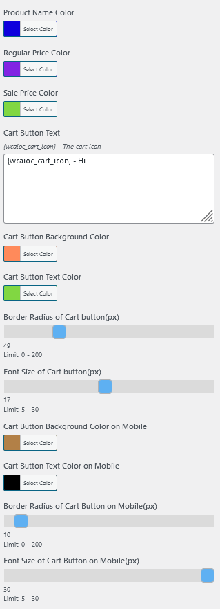 WooCommerce All In One Cart Sticky Add To Cart Customizer Controls