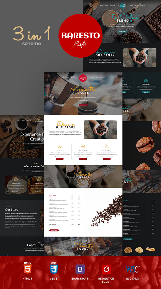 Baresto - Cafe, Coffee Shop and Restaurant Website Template
