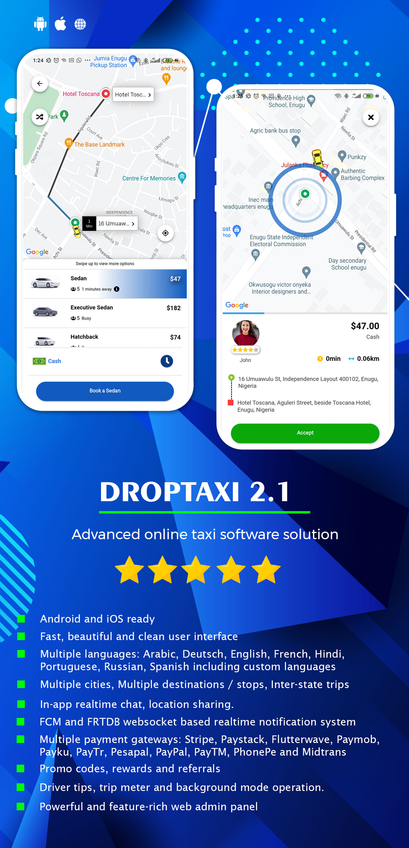 Droptaxi white label taxi app software script - 1