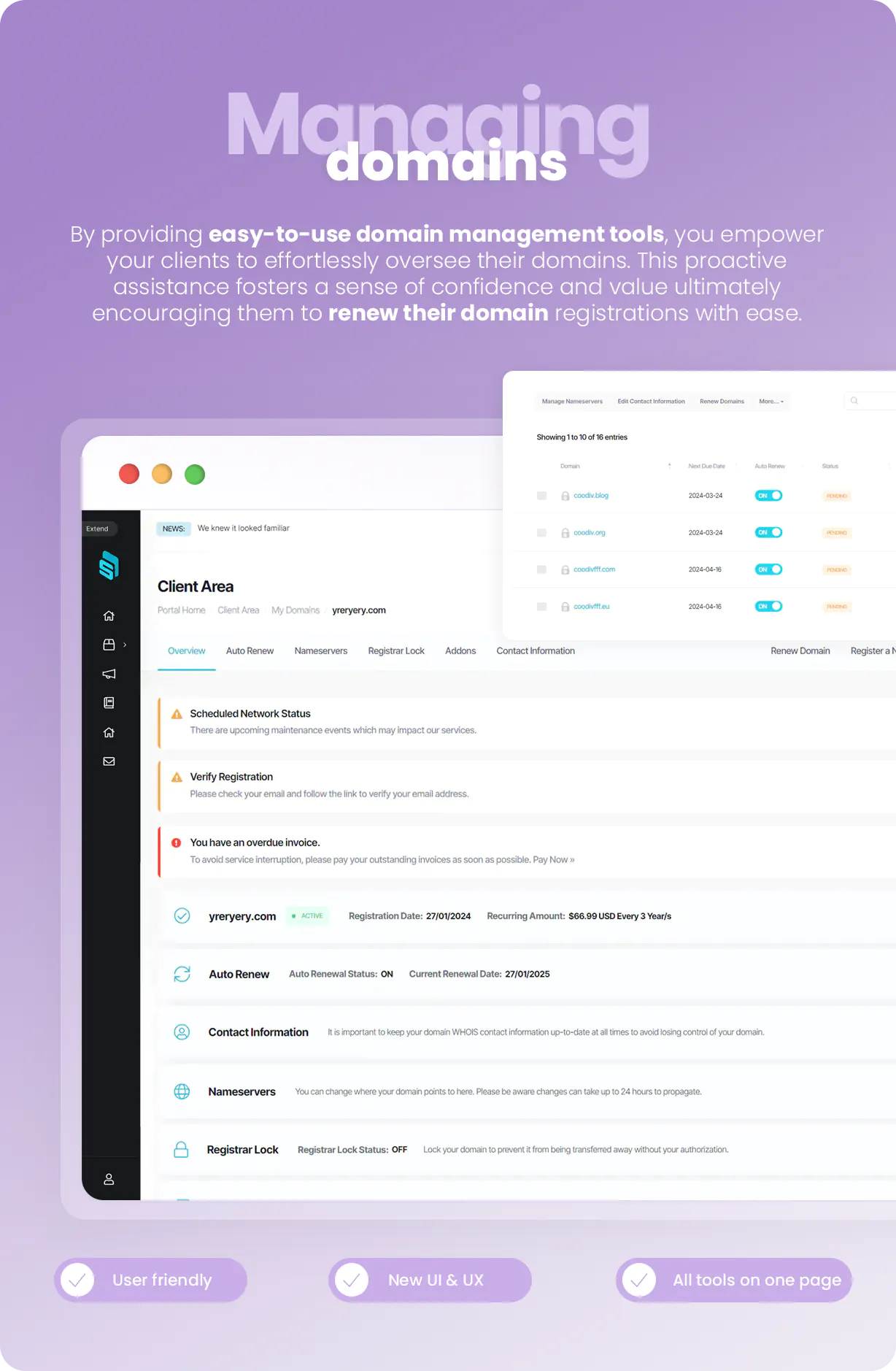 shufytheme whmcs manage domains