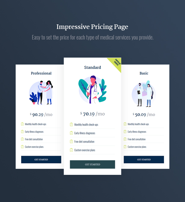 Drchanges Doctor WordPress Theme Pricing Layouts