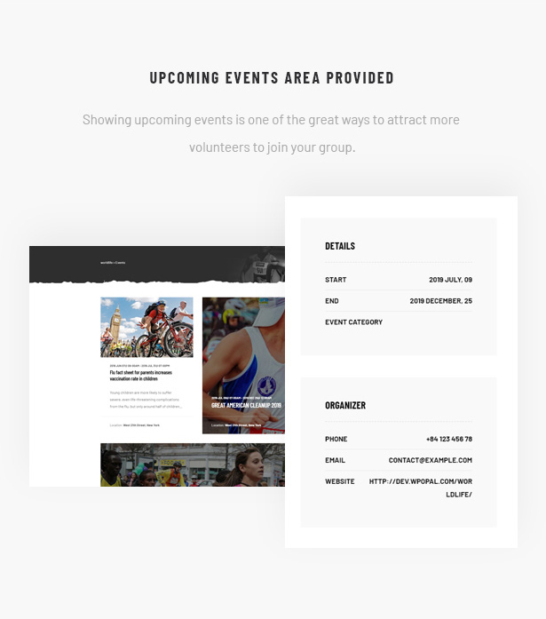 Worldlife Charity WordPress Theme Upcoming Events