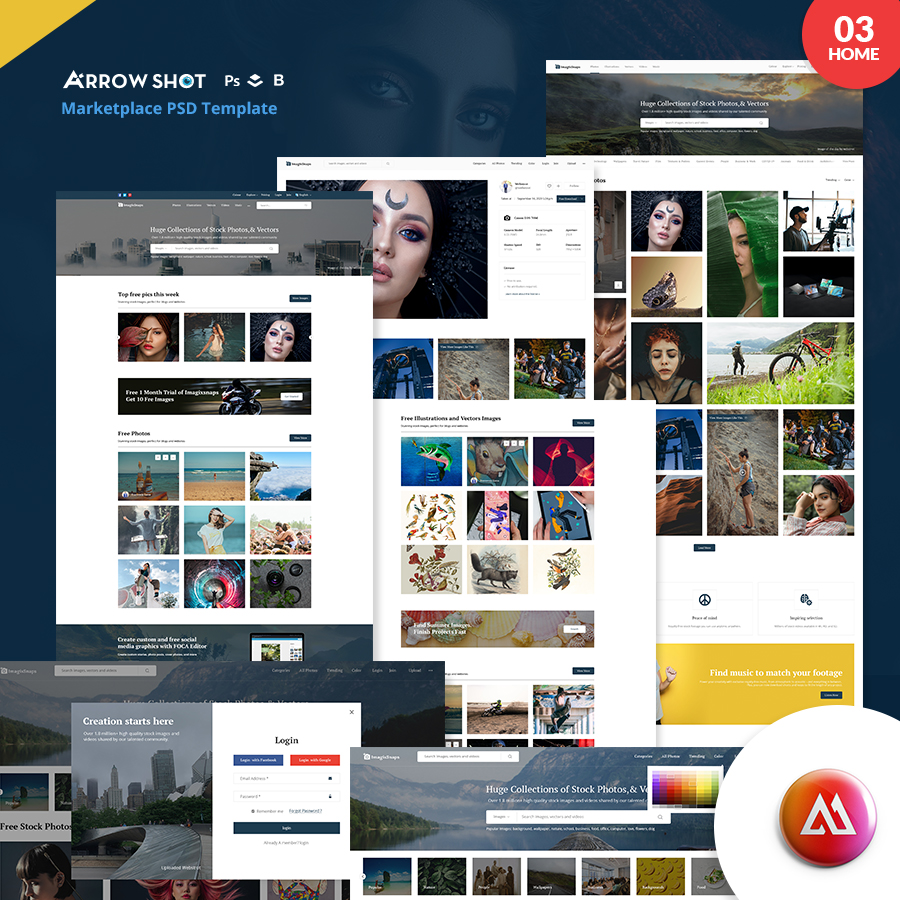 Arrowshot marketplace psd template - 1