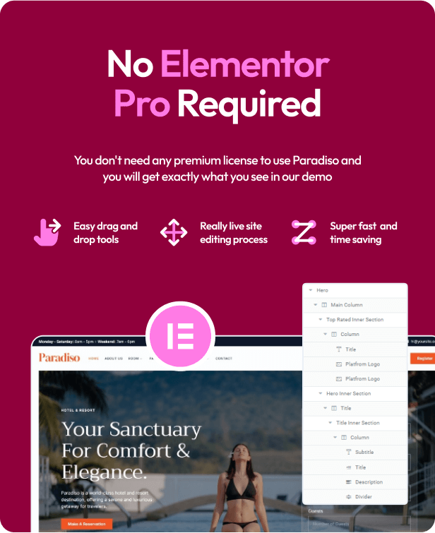 Paradiso - Hotel & Resort Elementor Template Kit - 2