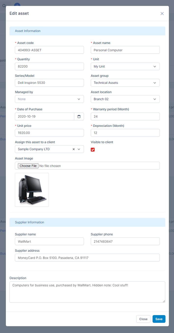 Assets Management module for Perfex CRM - Organize company and client assets - 2