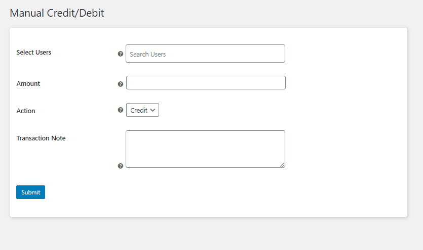 WooCommerce Wallet Management - Manual credit/debit