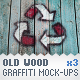 old wood mockup graffiti