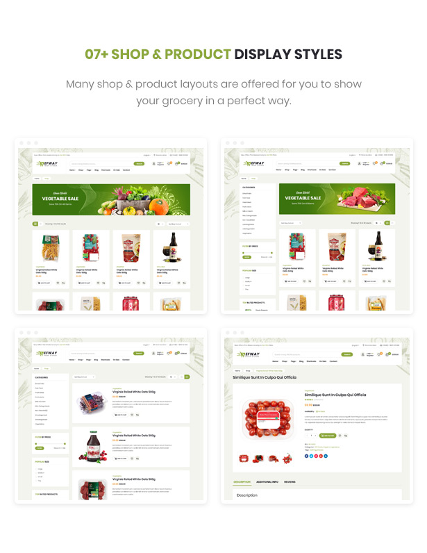 Efway Food Ecommerce WordPress Theme Shop Pages