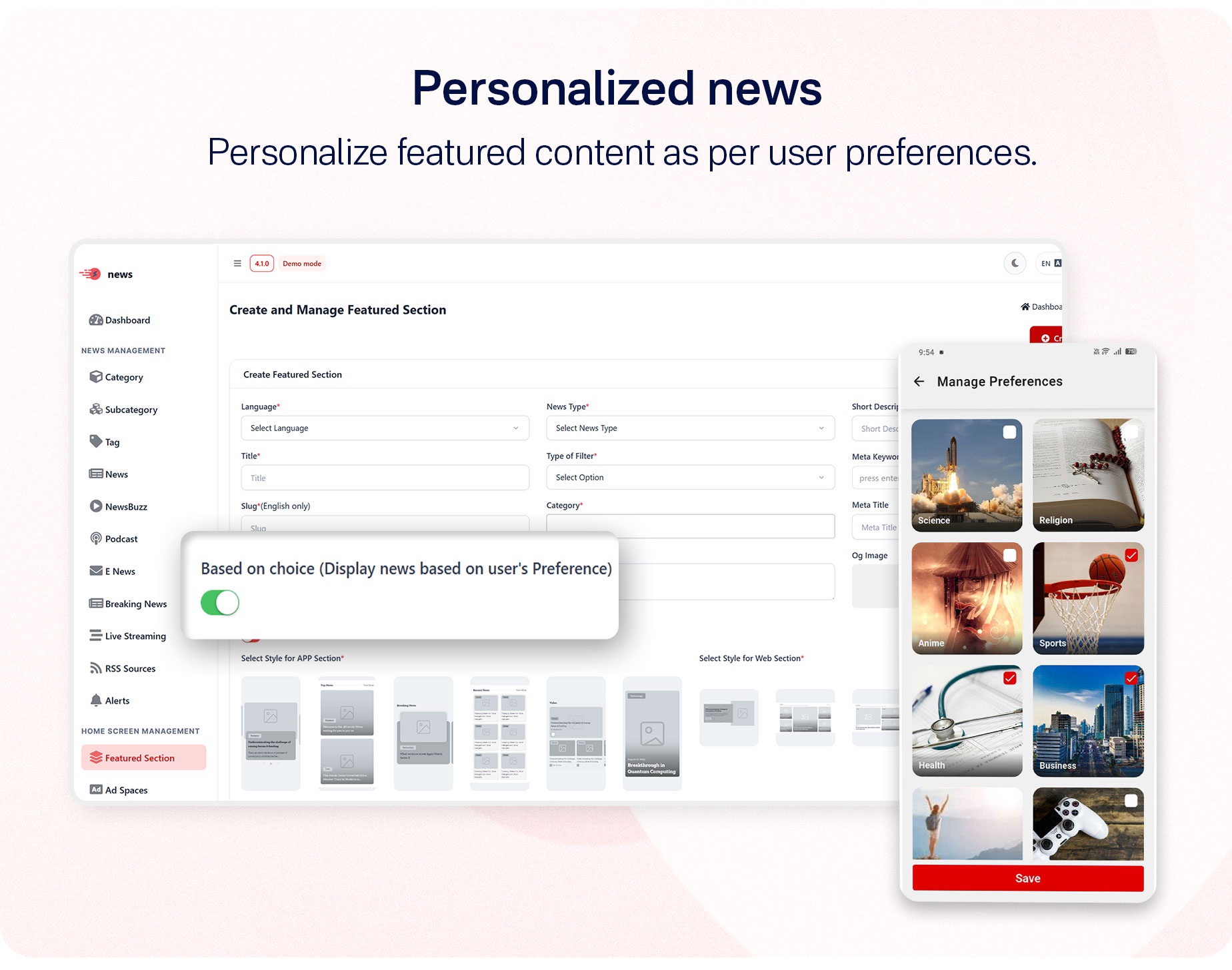 Admin Personalized News