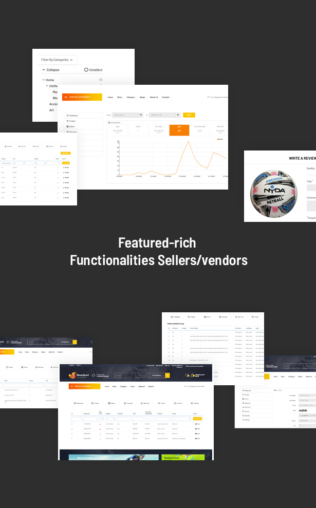 Featured-rich Functionalities Sellers/vendors