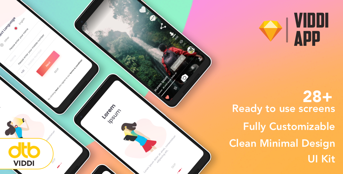 DTB-VIDDI - Video App UI Kit - 28+ Ready to use screens - 1