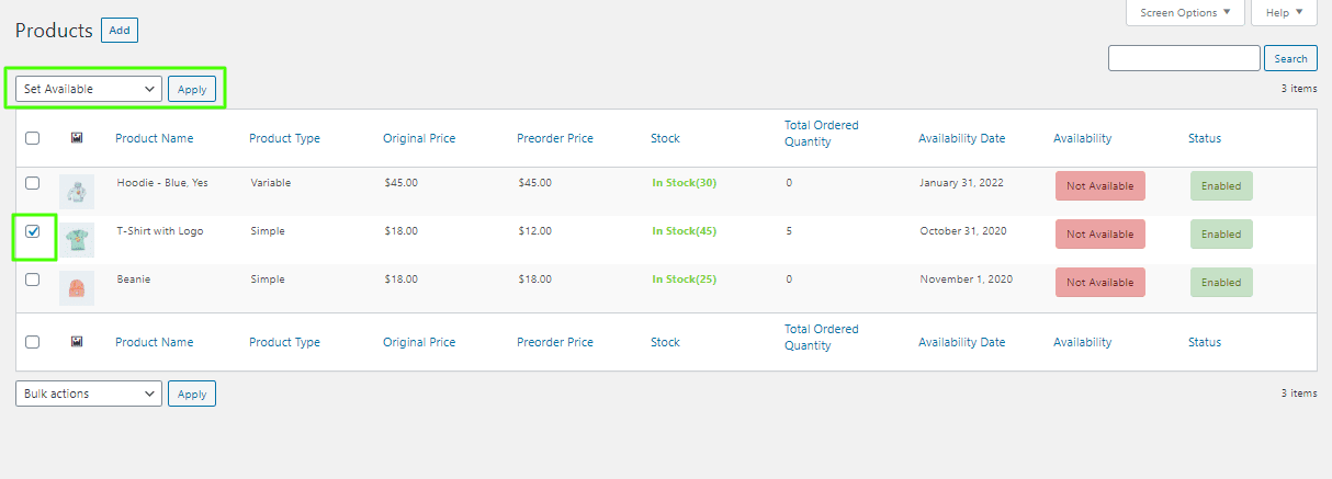 WooCommerce Pre Order - Set Available Manually