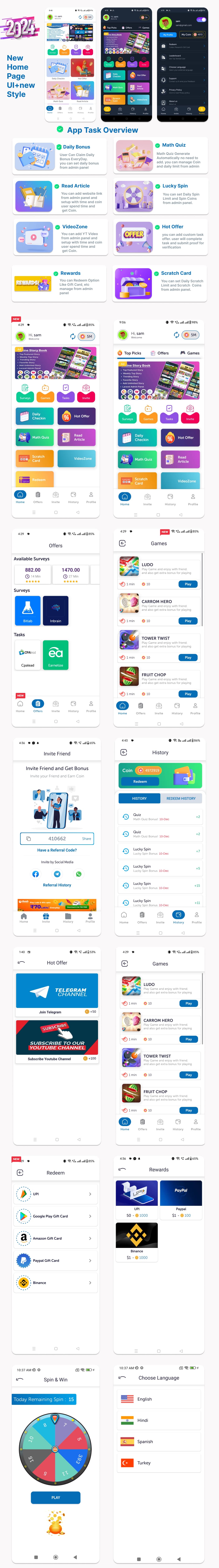 Reward App Lucky Spin + Offerwall + Html Game - 6