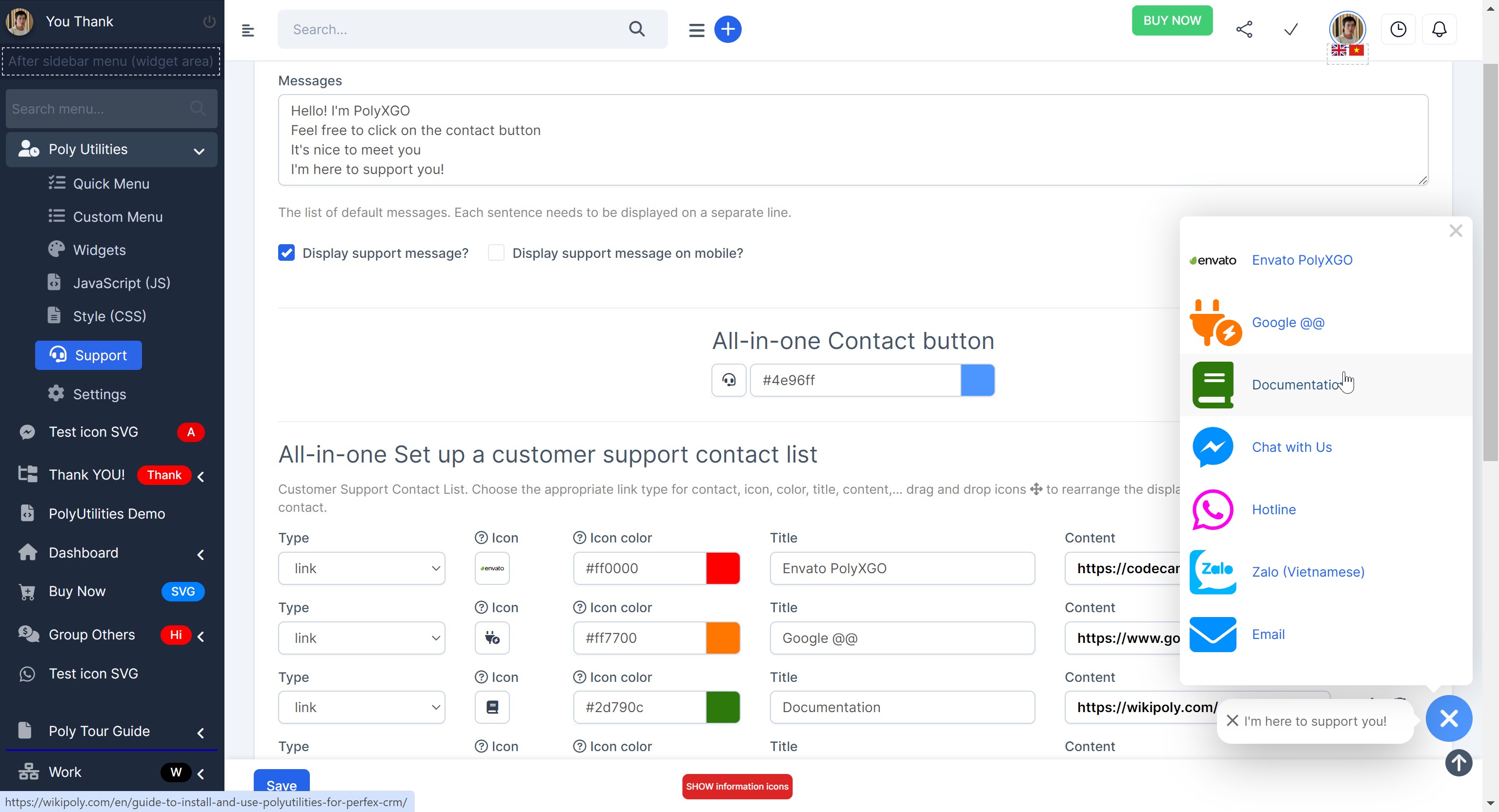 PolyUtilities for Perfex CRM: Quick Access Menu, Custom JS, CSS, and More - 6