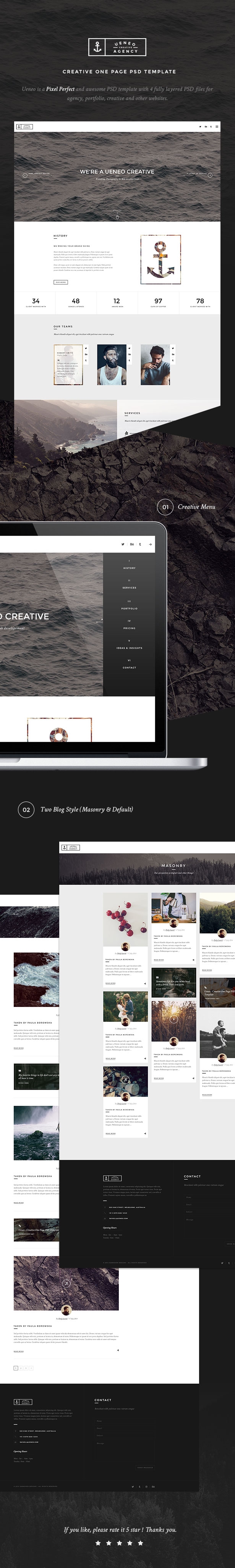Ueneo - Creative One Page PSD Template - 1