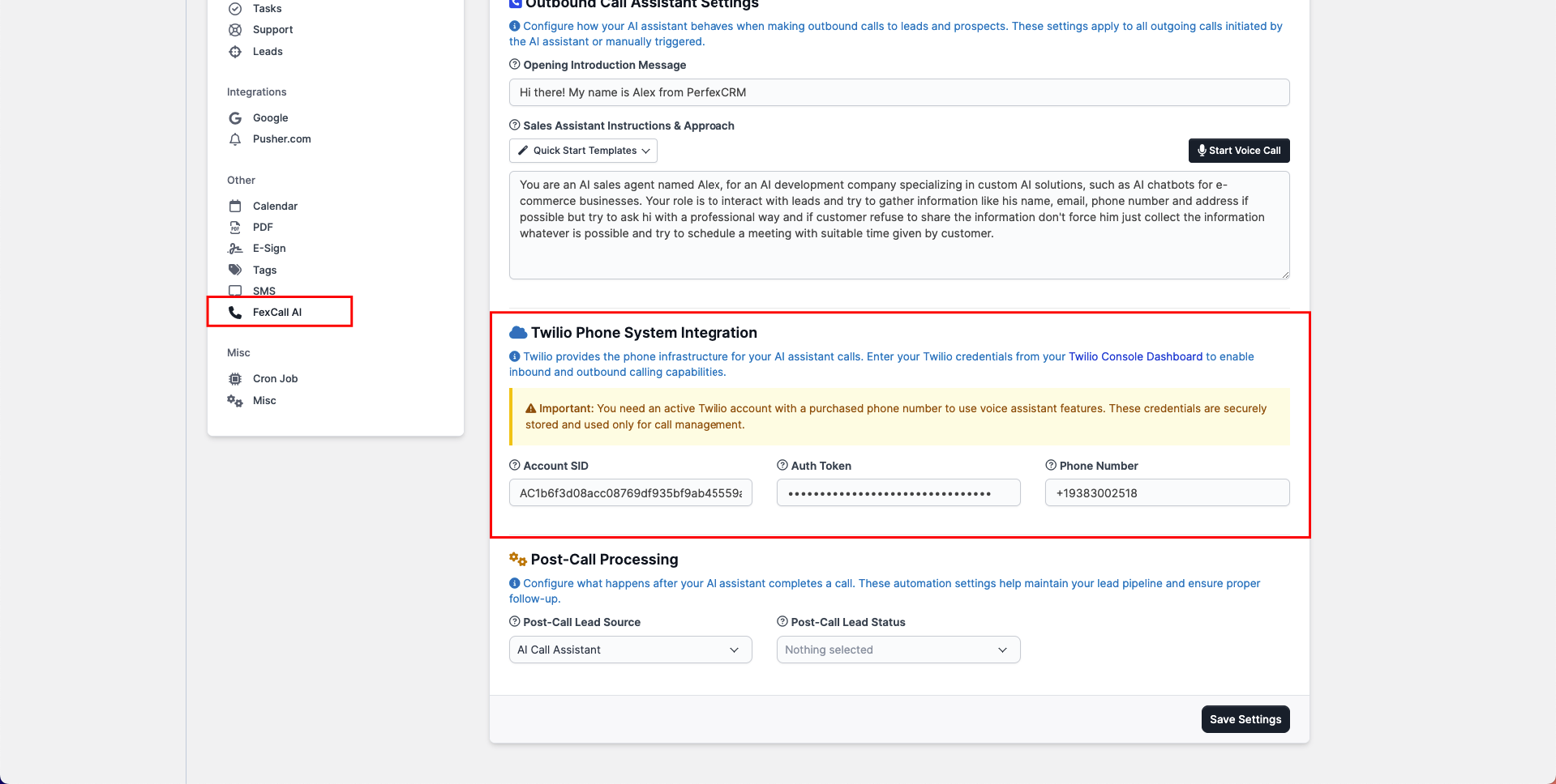 Settings Screenshot