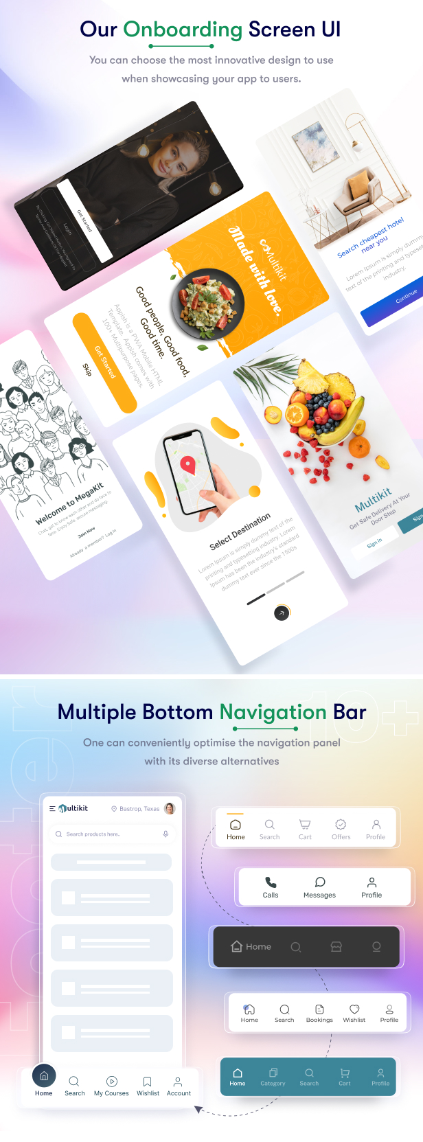 Multikit –11 in 1 Multi Purpose PWA HTML Mobile App Template | Ready to Use | Developer Friendly