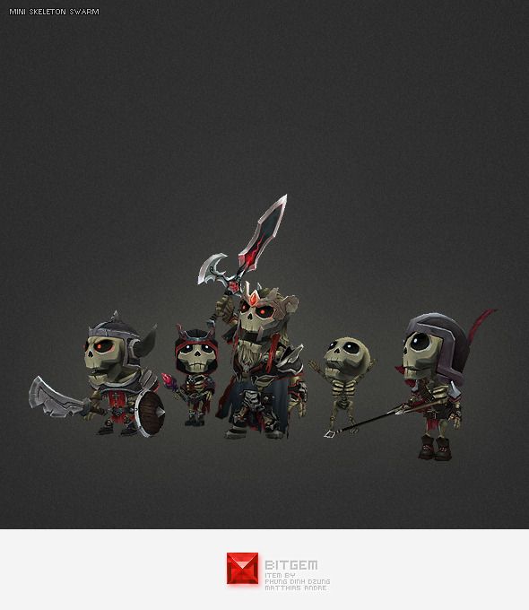 Low Poly Mini Skeleton Swarm Character Pack