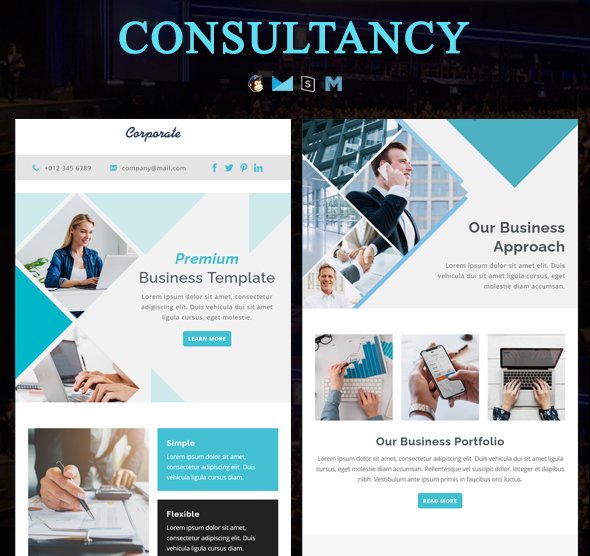 Corporate Responsive Email Newsletter Templates With Online Stampready Mailchimp Builders Access By Pennyblack