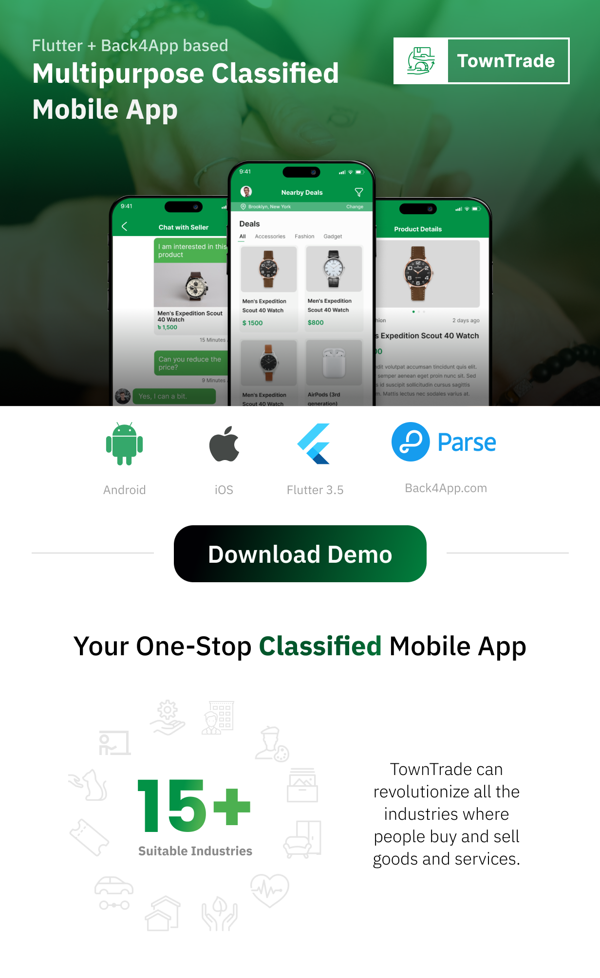 towntrade classified mobile app cover