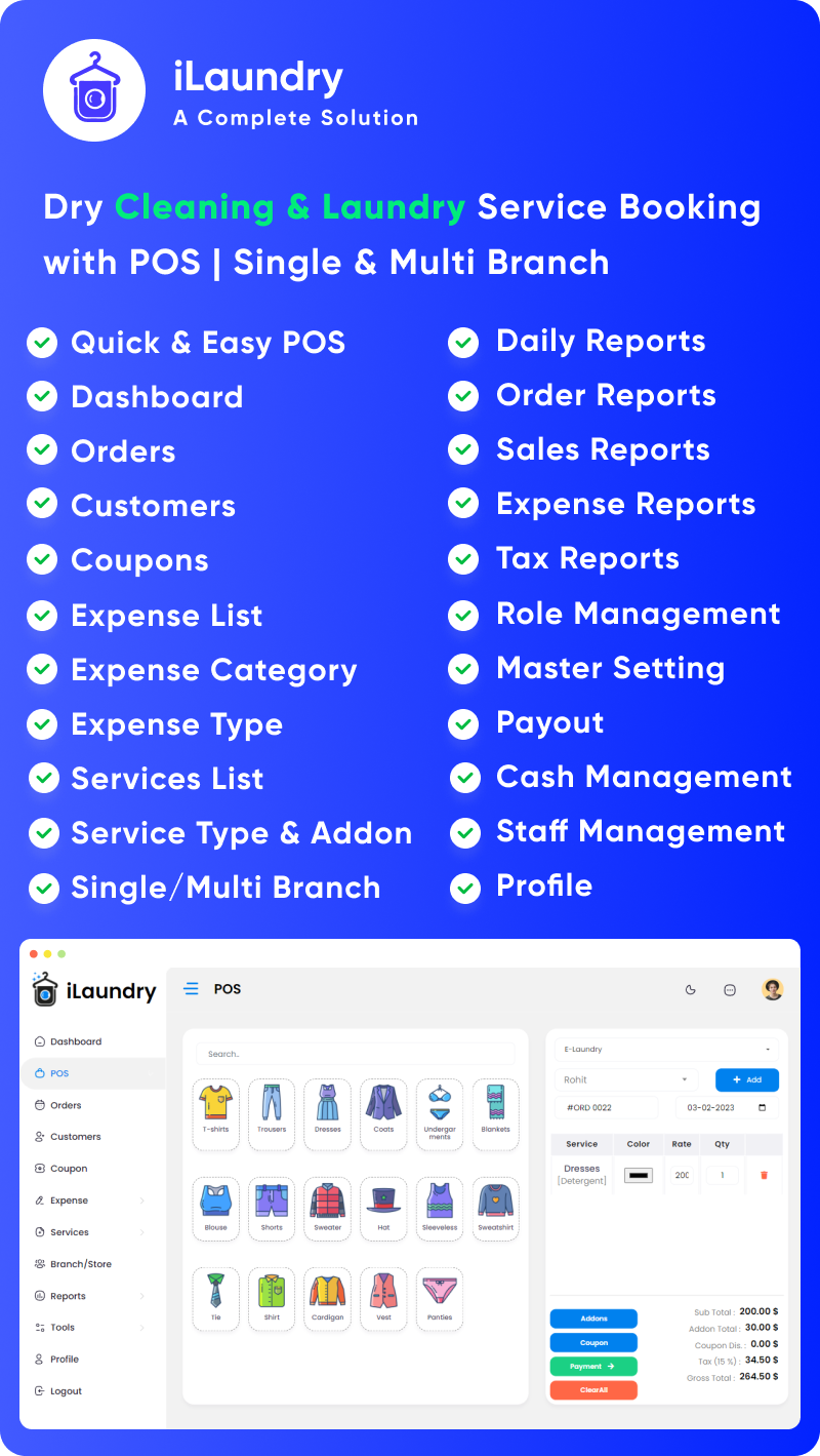 iLaundry : Dry Cleaning & Laundry Service Booking with POS | Single & Multi Branch Complete Solution - 6