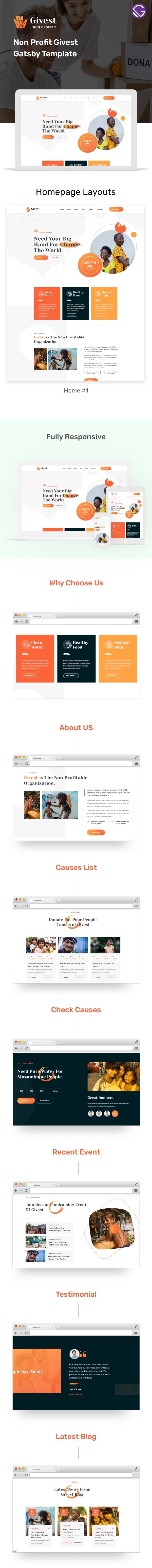 Givest - Non Profit Organization Website Template on React Gatsby - 1